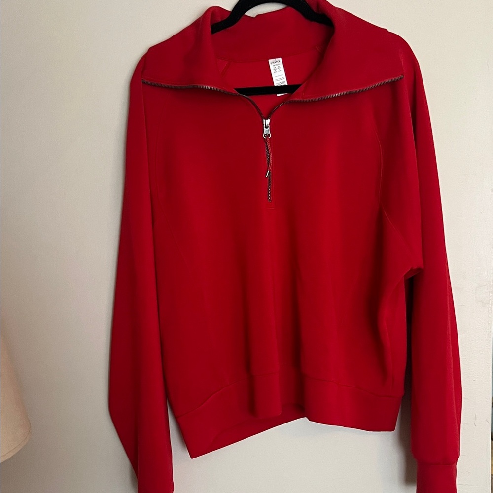 SPANX Red AirEssentials® Half Zip Sweatshirt  Pullover Sweater size 1x - Picture 2 of 6